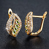 Leaf Brass Micro Pave Cubic Zirconia Hoop Earrings WG08CC9-03-2