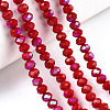 Electroplate Opaque Solid Color Glass Beads Strands EGLA-A034-P8mm-L21-4