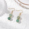 Round Natural Green Aventurine Dangle Earrings EJEW-JE06465-1