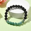 Natural Dyed Crackle Agate & Lava Rock Round Beaded Stretch Bracelet BJEW-TA00444-04-2