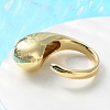 Rack Plating Brass Teardrop Open Cuff Ring for Women X-RJEW-A016-03G-2