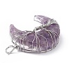 Natural Amethyst Chip Copper Wire Wrapped Big Pendants G-F733-03B-3