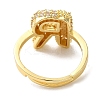 Rack Plating Letter Brass Micro Pave Clear Cubic Zirconia Adjustable Rings for Women KK-S391-03G-R-3
