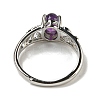 Oval Natural Amethyst Adjustable Rings RJEW-Q818-01P-03B-4
