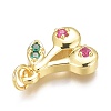 Brass Micro Pave Cerise & Green Cubic Zirconia Charms ZIRC-O035-17G-3