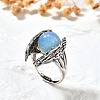 Natural & Synthetic Mixed Gemstone Wings Adjustable Rings RJEW-K241-04AS-4