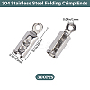 300Pcs 304 Stainless Steel Folding Crimp Ends STAS-SP0001-78-2