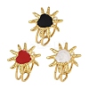 Heart Sun 304 Stainless Steel Enamel Finger Rings for Women RJEW-G355-08G-2