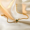 Brass Pave Green Aventurine Link Bracelets WGB0A2A-01-1