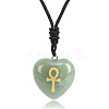 Natural Green Aventurine Heart Engraved AnKh Cross Pendant Personalized DIY Necklaces SC1205-2-1