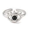 Natural Dyed & Heated Black Agate Finger Rings RJEW-F166-56P-2