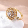 Sunflower Rotatable Open Cuff Rings for Women RJEW-C118-10G-1