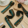 4 Yards 4 Styles Flat Polyester Elastic Cord with Laser Tartan/Stripe/Rhombus Paillettes OCOR-FG0002-81-5