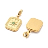 Rectangle with Star 304 Stainless Steel Rhinestone Pendant Decorations STAS-M092-05G-3