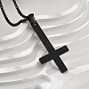 304 Stainless Steel Christian Upside Down Cross Pendant Box Chain Necklaces NJEW-NH0001-07EB-3