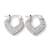 Brass with Cubic Zirconia Heart Hoop Earrings EJEW-K247-07P-1