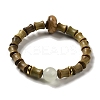 Sandalwood Verawood Bamboo Joint Beaded Stretch Bracelet BJEW-B080-13D-1