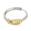 Jesus Fish Brass Micro Pave Clear Cubic Zirconia Adjustable Rings LS-RJEW-S416-04G-2