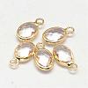 Oval Faceted Golden Tone Brass Glass Charms GLAA-O015-02G-1