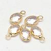Oval Faceted Golden Tone Brass Glass Charms GLAA-O015-02G-1