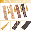 4Pcs 4 Colors Wooden Rectangle with Flower Bookmarks AJEW-GF0011-64-5