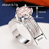 Brass Micro Pave Cubic Zirconia Finger Rings for Women FS-WGB56BB-24-2