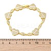 Heart & Horse Eye Brass Micro Pave Clear Cubic Zirconia Link Chain Bracelets for Women BJEW-G740-03G-5
