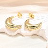 Brass Micro Pave Clear Cubic Zirconia Stud Earrings for Women EJEW-U056-03G-2