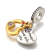 Rack Plating Alloy Rhinestone European Dangle Charms PALLOY-P307-10G-2