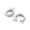 Rack Plating Brass Micro Pave Clear Cubic Zirconia Fold Over Clasps KK-A183-07P-2