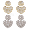 2 Pairs 2 Colors Crystal Rhinestone Heart Dangle Stud Earrings with 925 Sterling Silver Pin EJEW-AN0001-25-1