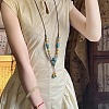 Alloy & Porcelain Beaded Barrel Tassel Pendant Long Bib Necklaces for Women WG23FEE-03-3