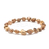 Natural Picture Jasper Round Beaded Stretch Bracelet BJEW-JB08197-02-1