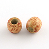 Barrel Printed Natural Wood Large Hole Beads WOOD-R243-16mm-A16-1
