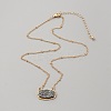 Simulated Druzy Resin Oval Pendant Necklace with Alloy Satellite Chains NJEW-WH0016-39G-05-2