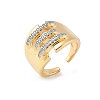 Brass Micro Pave Cubic Zirconia Cuff Rings RJEW-D307-05G-B-2