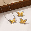 304 Stainless Steel Stud Earrings & Pendant Necklaces Sets WG2CA3C-02-2