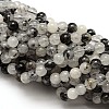 Natural Black Rutilated Quartz Round Beads Strands X-G-E251-30-6mm-1