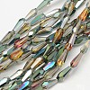 Faceted Rainbow Plated Teardrop Electroplated Glass Beads Strands EGLA-F104-06A-1