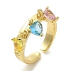 Brass Micro Pave Cubic Zirconia Rings for Women RJEW-E295-30G-1