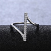 Brass Micro Pave Clear Cubic Zirconia Finger Rings for Women WG82572-03-3