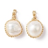 Natural Cultured Freshwater Pearl Copper Wire Wrapped Pendants PALLOY-JF02201-01-1