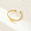 Heart 304 Stainless Steel Open Cuff Rings for Women LS-RJEW-G338-14G-1