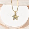 304 Stainless Steel Micro Pave Sky Blue Cubic Zirconia Pendant Necklaces for Women LS-NJEW-Z103-01G-02-3