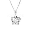 TINYSAND 925 Sterling Silver Crown CZ Pendant Necklaces TS-N312-S-1