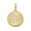 Brass Micro Pave Clear Cubic Zirconia Pendants KK-L253-17G-P-1