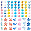 Ocean Themed Spray Painted Wood European Beads WOOD-TA0002-63-2