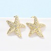Brass Clear Cubic Zirconia Stud Earrings EJEW-Q017-05A-G-1