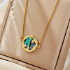 Exquisite Brass Pave Clear Shiny Cubic Zirconia Flat Round with Star Pendant Necklaces DS0332-3