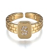 Brass Micro Pave Clear Cubic Zirconia Cuff Rings RJEW-H538-02G-S-1